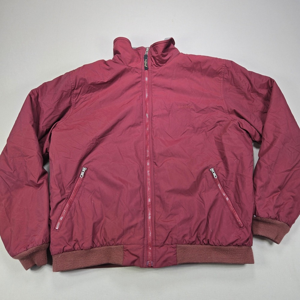 LL Bean Red Fleece Lined Bomber Jacket Mens XL Regular Insulated Thinsulate‎